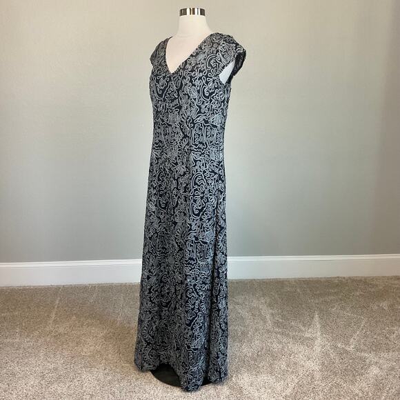 JS Collections Embroidered Lace Short Sleeve Evening Gown Blue Size 8 Dress - Picture 4 of 10